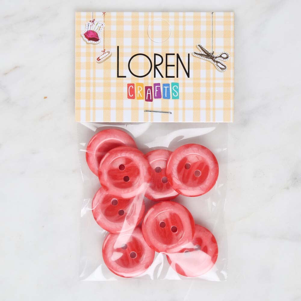 Loren Crafts 8'li Kırmızı Düğme - 1727